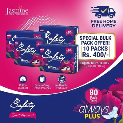 10 Packet Of Safety Always Plus (8Pcs)