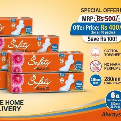 10 Pack Of Always XL Orange/Yellow (6Pcs)