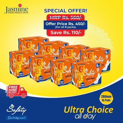 8 Packets Of Safety Ultra Choice 280mm(8Pcs/Pack) with Disposal Bag
